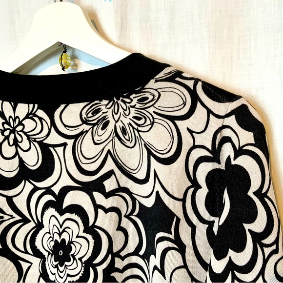 Cable and Gague cardigan sweater Petitie M, black and grey mod pattern - Picture 3 of 15